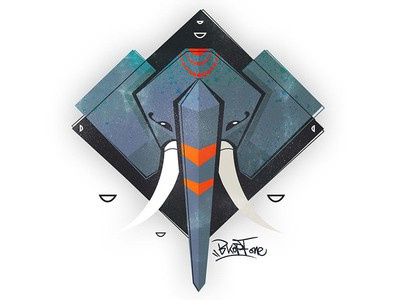 箱子與大象組成的部落大象logo設(shè)計-上海logo設(shè)計公司