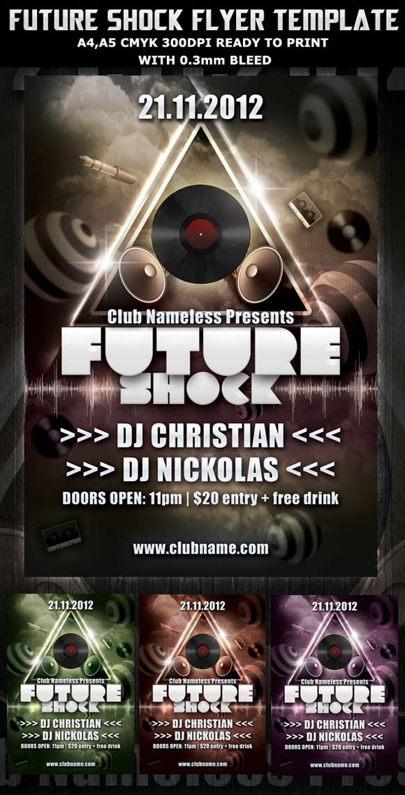 未來的沖擊派對飛行模版的傳單設計宣傳單頁設計-上海平面設計公司