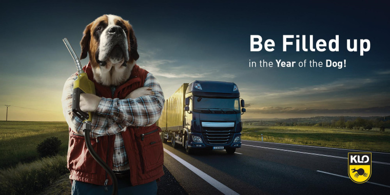 KLO 加油站狗年平面創(chuàng)意廣告“充滿狗的一年”上海廣告設(shè)計公司