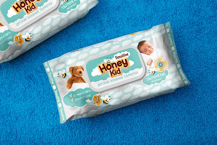 上海包裝設(shè)計(jì)公司欣賞可愛(ài)歡樂(lè)的Honey Kid 嬰兒兒童護(hù)理濕巾產(chǎn)品包裝設(shè)計(jì)
