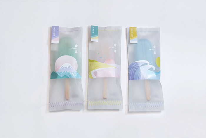 有趣清新的Tablewore 帶木制餐具的冰棍棒冰冰淇淋包裝設(shè)計插畫設(shè)計