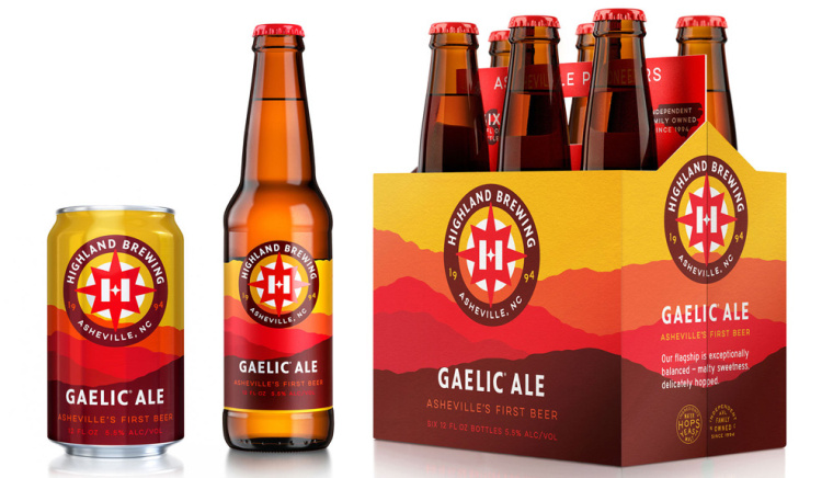 Highland Brewing啤酒包裝設計標志設計，字母“H”與指南針巧妙的融合