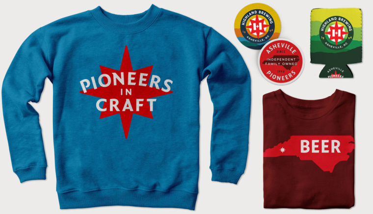 Highland Brewing啤酒包裝設計標志設計，字母“H”與指南針巧妙的融合