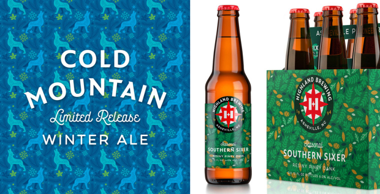 Highland Brewing啤酒包裝設計標志設計，字母“H”與指南針巧妙的融合