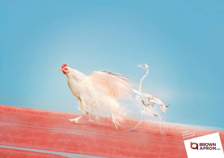 Brown Clron食品平面創(chuàng)意廣告設(shè)計(jì)：無骨肉類-100％無骨雞-上海廣告設(shè)計(jì)公司