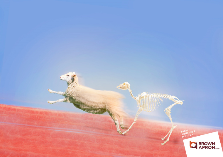 Brown Clron食品平面創(chuàng)意廣告設(shè)計(jì)：無骨肉類-100％無骨羊肉-上海廣告設(shè)計(jì)公司