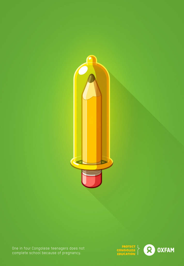 Oxfam樂(lè)施會(huì)關(guān)愛(ài)婦女公益創(chuàng)意平面廣告“避孕套，關(guān)愛(ài)女性未來(lái)”-上海廣告設(shè)計(jì)公司