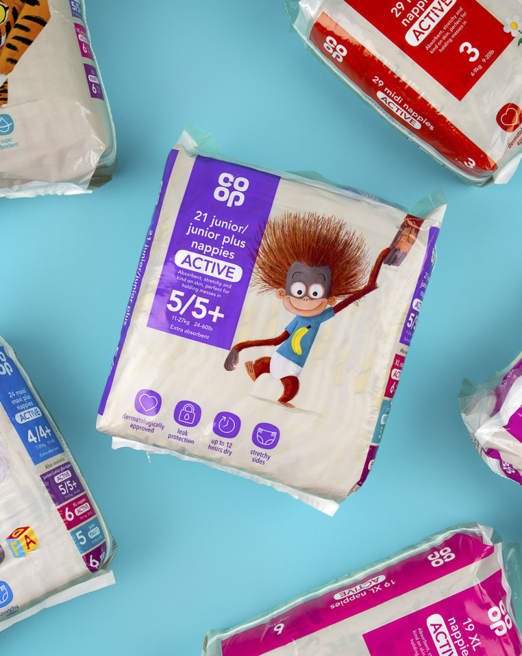 coop嬰兒尿布包裝設(shè)計，超可愛的玩偶插畫風(fēng)格