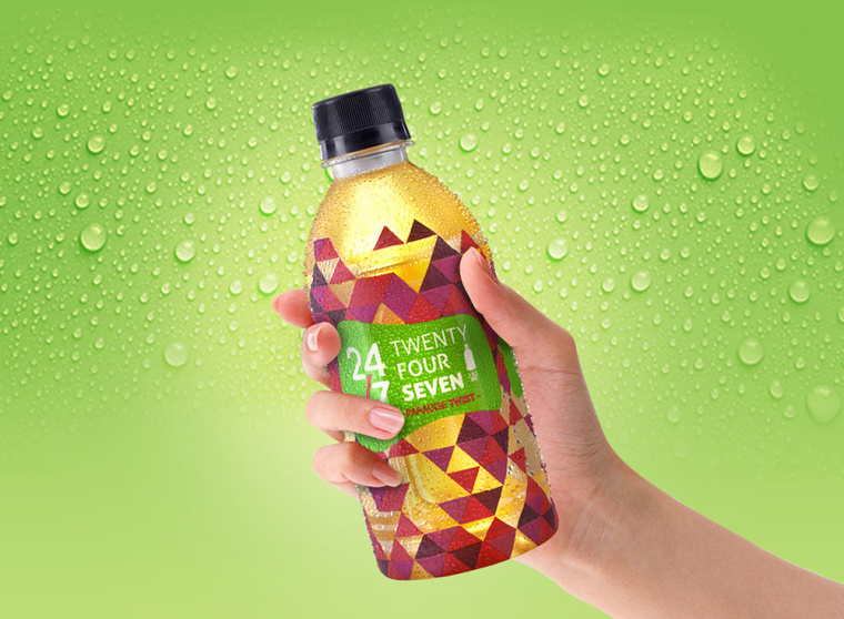 24/7品牌草本植物飲料包裝設(shè)計,五顏六色的幾何三角色塊風(fēng)格包裝設(shè)計 24/7品牌草本植物飲料包裝設(shè)計,五顏六色的幾何三角色塊風(fēng)格包裝設(shè)計