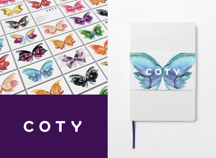 美麗的全球挑戰(zhàn)者COTY美容公司蝴蝶插圖品牌形象策劃設(shè)計