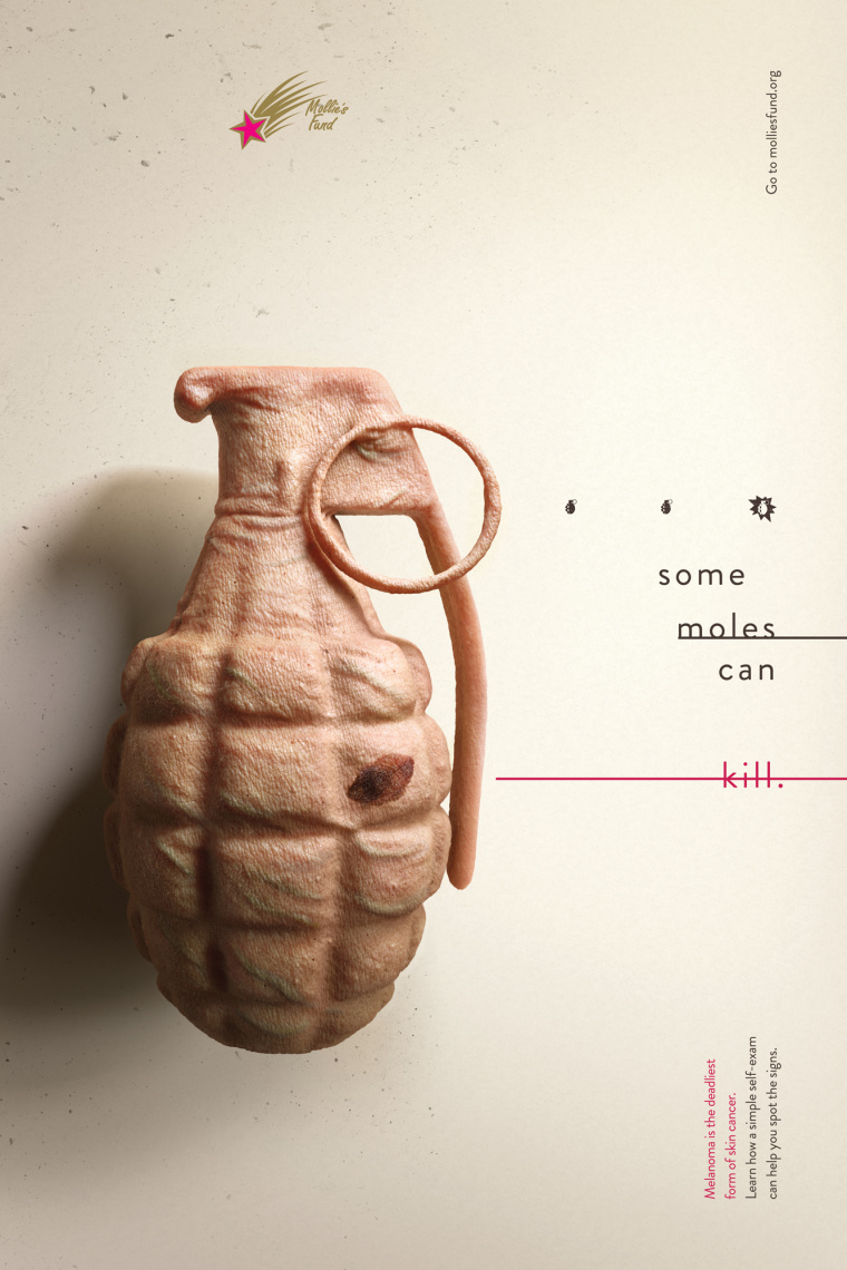 molliesfund預(yù)防黑色素瘤皮膚癌體檢平面創(chuàng)意廣告設(shè)計(jì)-手雷