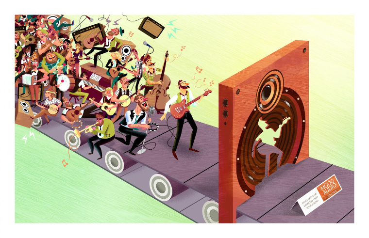 Moog 高端音箱音響設備創(chuàng)意平面廣告設計“濾除雜音篇”