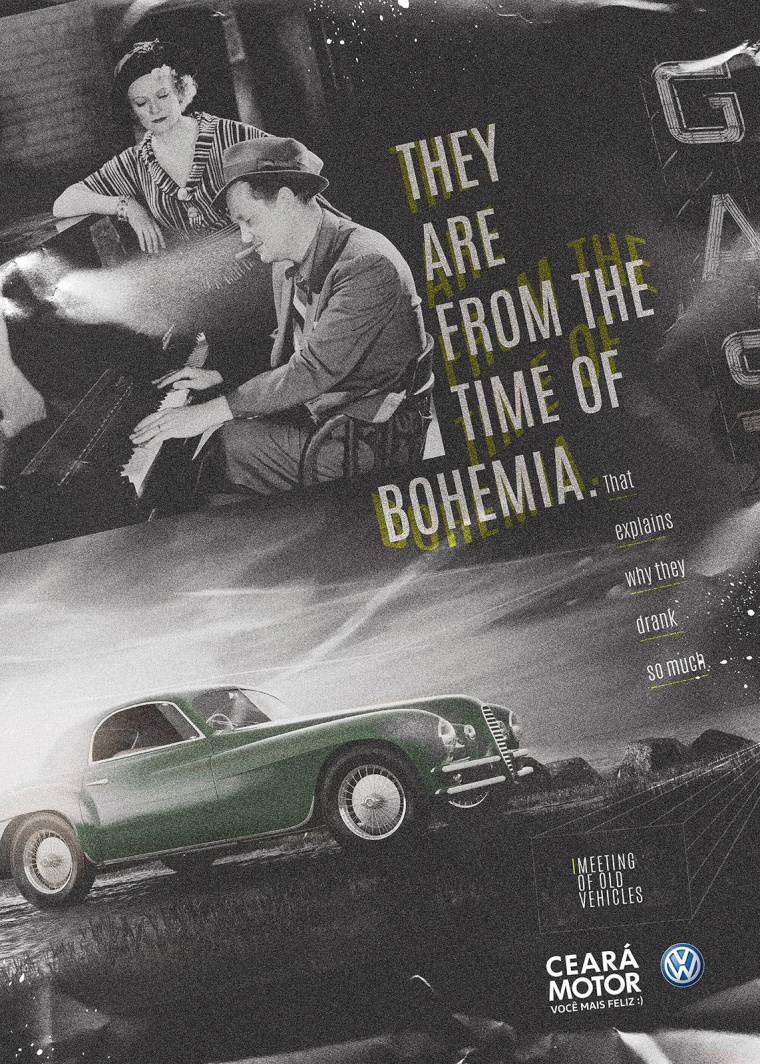 CearáMotor老汽車古董汽車展會創(chuàng)意平面廣告設(shè)計欣賞-波希米亞時代