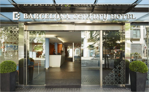 巴塞羅那世紀(jì)酒店logo設(shè)計(jì)品牌VI形象設(shè)計(jì)，幾何方形風(fēng)格