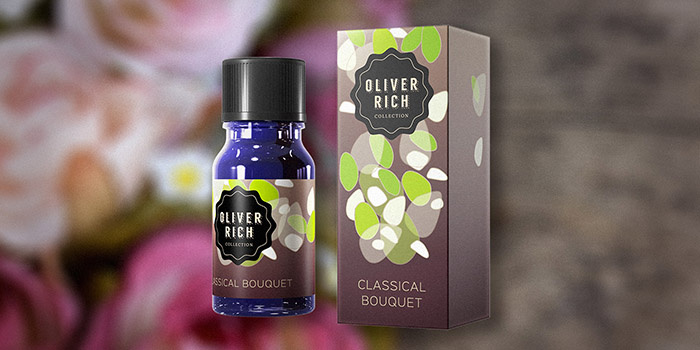Oliver Rich 香薰精油油包裝設(shè)計，漂浮在空氣的抽象花瓣插畫設(shè)計