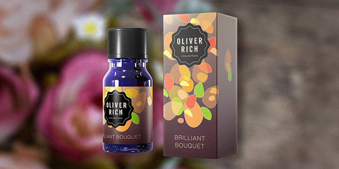 Oliver Rich 香薰精油油包裝設(shè)計，漂浮在空氣的抽象花瓣插畫設(shè)計