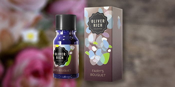 Oliver Rich 香薰精油油包裝設(shè)計，漂浮在空氣的抽象花瓣插畫設(shè)計