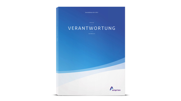 歐洲領(lǐng)先輸電運營商Amprion年度宣傳畫冊設(shè)計，藍粉漸變色營造平靜的印象