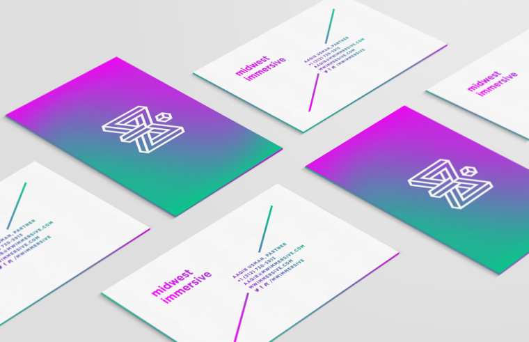 虛擬現(xiàn)實MWI極具未來感的品牌形象VI設(shè)計標志設(shè)計，字母與圖形的多重創(chuàng)意組合