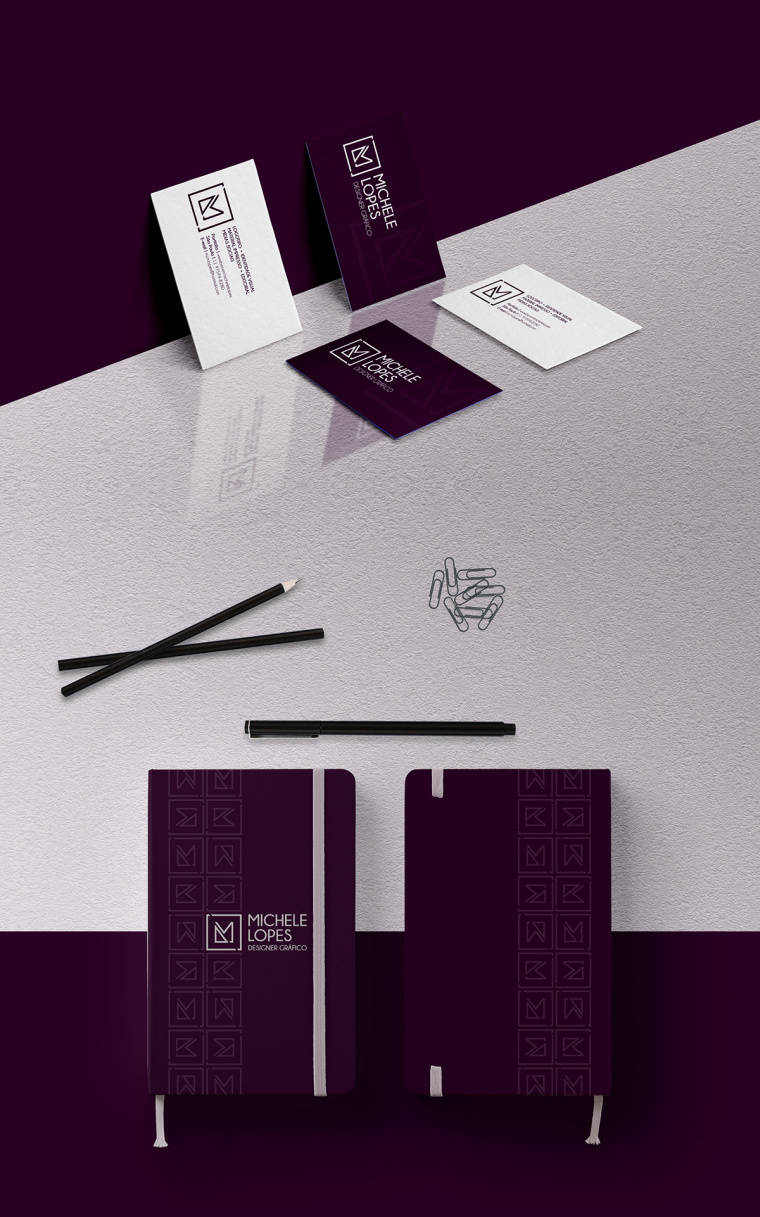 Michele Lopes個人品牌形象VI設(shè)計(jì)標(biāo)志設(shè)計(jì)，極簡與現(xiàn)代主義融合的對角線切割創(chuàng)意