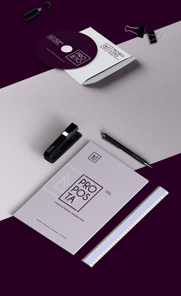 Michele Lopes個人品牌形象VI設(shè)計(jì)logo設(shè)計(jì)，極簡與現(xiàn)代主義融合的對角線切割創(chuàng)意