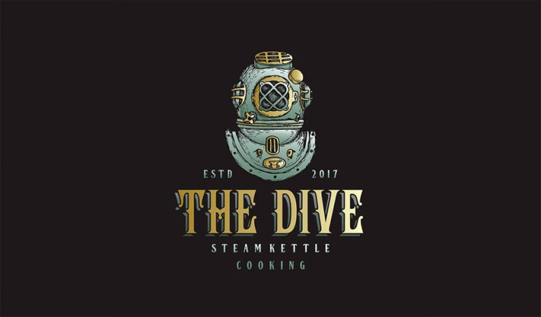 The Dive Steamkettle Cooking手工制作的時(shí)髦復(fù)古徽標(biāo)標(biāo)志設(shè)計(jì)