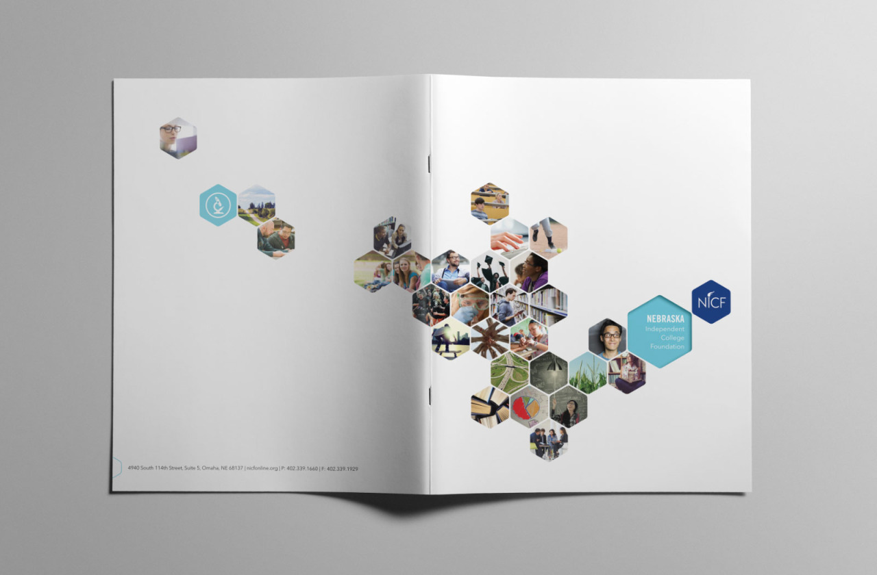 獨立學院基金會NICF宣傳畫冊設計，“蜂窩圖形”帶來的美與節(jié)奏感