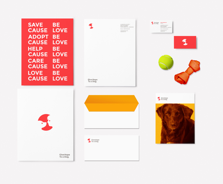 公益機(jī)構(gòu)Give Hope to a Dog品牌形象VI設(shè)計(jì)logo設(shè)計(jì)-孩子與狗的負(fù)空間設(shè)計(jì)