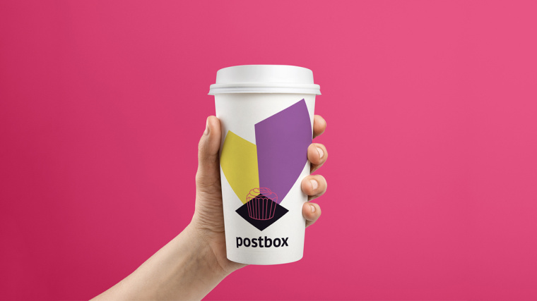 Postbox 手工甜品店品牌視覺形象VI設(shè)計(jì)“時(shí)尚色塊”元素-杯子設(shè)計(jì)
