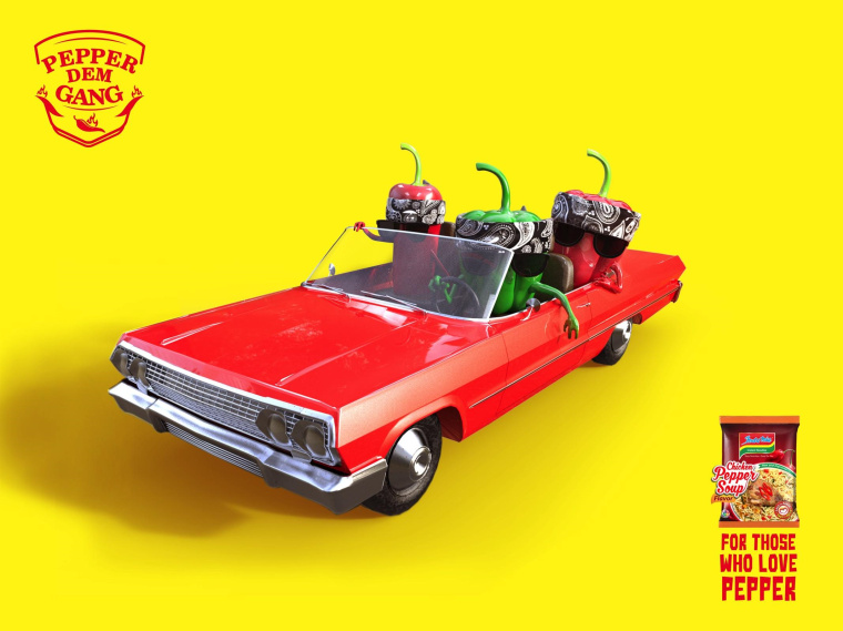 Indomie方便面擬人化平面創(chuàng)意廣告設(shè)計“對于那些喜歡辣椒的人”