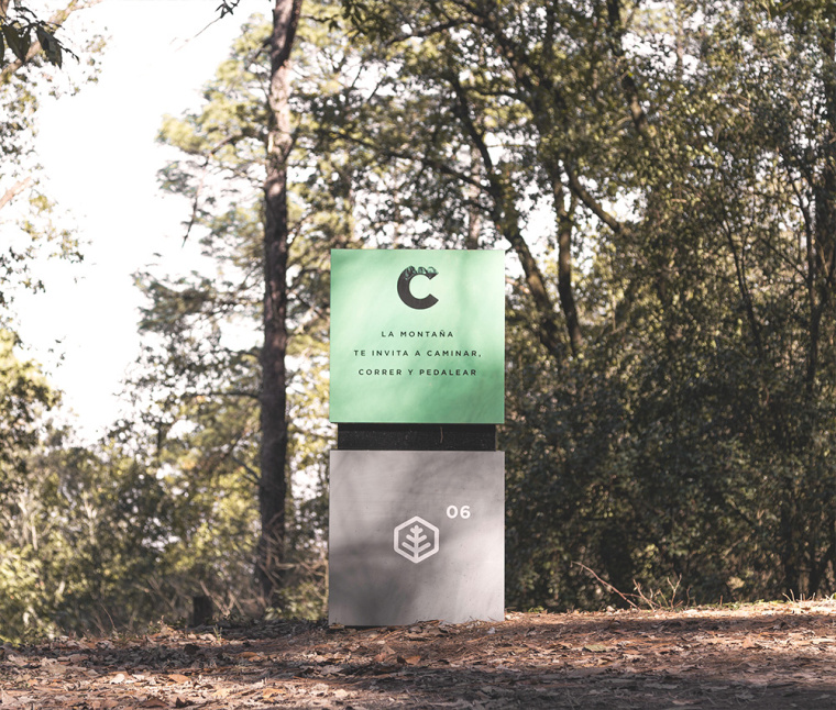 Chipinque生態(tài)公園品牌形象VI設(shè)計(jì)logo設(shè)計(jì),字母C上融合了山頂?shù)恼掌? alt=