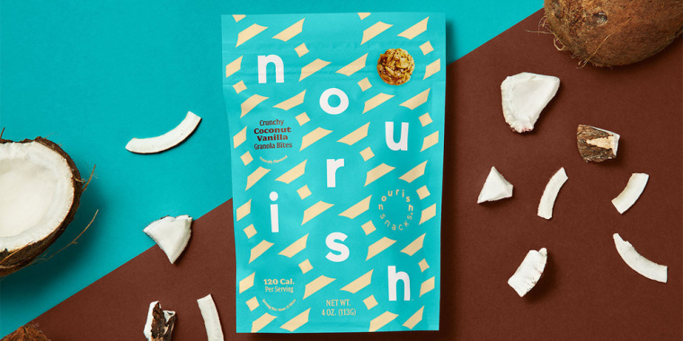 Nourish健康零食食品品牌包裝設(shè)計(jì)，色彩斑斕的條紋色塊來傳遞樂趣