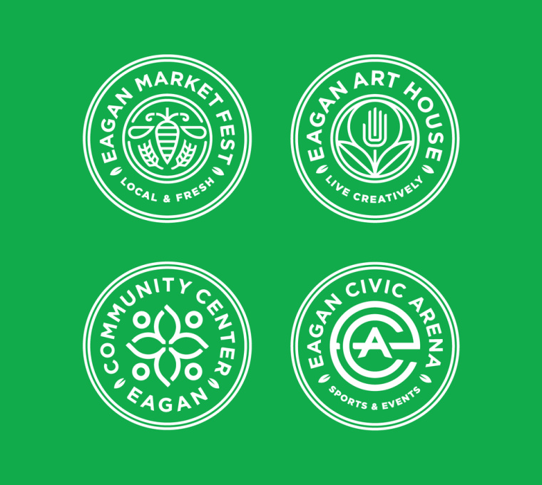 伊根市城市品牌形象重塑設計logo設計vi設計，抽象綠色大樹圖形