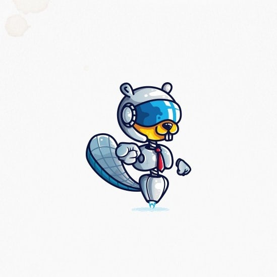 自信的酷標(biāo)志設(shè)計(jì)-快樂去幸運(yùn)的海貍藝術(shù)宇航員的標(biāo)志設(shè)計(jì)