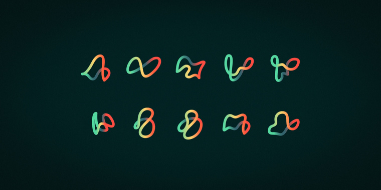 Mobu手機(jī)與移動配件零售連鎖店品牌logo設(shè)計,動感的漸變色線條M字母logo