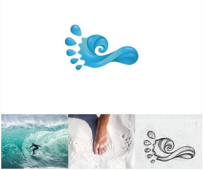 logo設(shè)計(jì)過程圖示揭示logo設(shè)計(jì)靈感-腳+水滴 logo設(shè)計(jì)靈感 logo設(shè)計(jì)過程圖示揭示logo設(shè)計(jì)靈感-腳+水滴 logo設(shè)計(jì)靈感