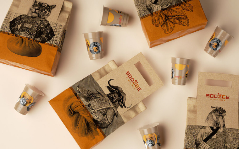 Soo Zee 23肉面湯餐廳拼貼風(fēng)格餐飲品牌形象設(shè)計與外賣包裝設(shè)計