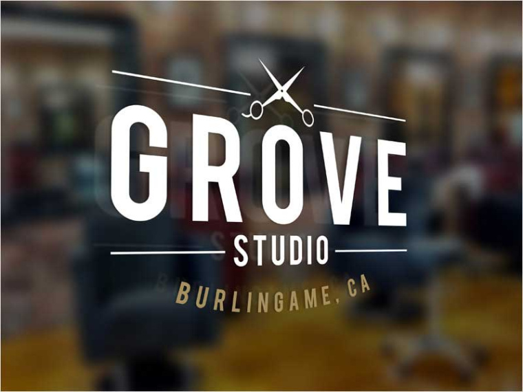 Grove Studio 美發(fā)沙龍創(chuàng)意標(biāo)志設(shè)計(jì)