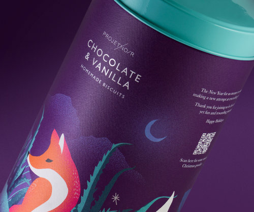 Noir 罐裝餅干禮盒包裝設(shè)計(jì),非常美麗的藝術(shù)插畫（狐貍）
