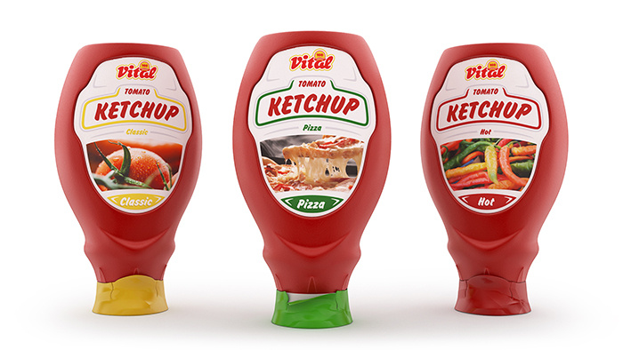 簡潔又有個性的Vital ketchup番茄醬包裝設(shè)計瓶形設(shè)計