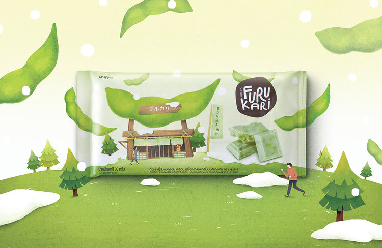 日本Furukari休閑零食小吃食品包裝，可愛的水果甜點屋插畫風包裝設(shè)計