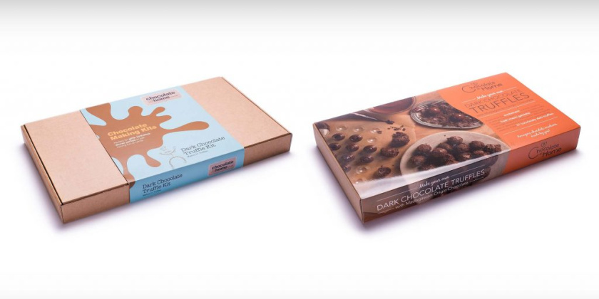 Chocolate at Home巧克力品牌logo設(shè)計與系列包裝設(shè)計，描述手工巧克力制作場景