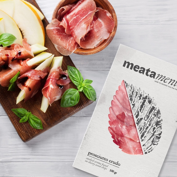 Meatamento熏肉包裝設(shè)計(jì)，采用葉子造型的開(kāi)窗紙盒設(shè)計(jì)
