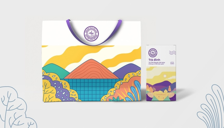 Dinh 茶葉包裝設(shè)計，扁平插畫藝術(shù)風格