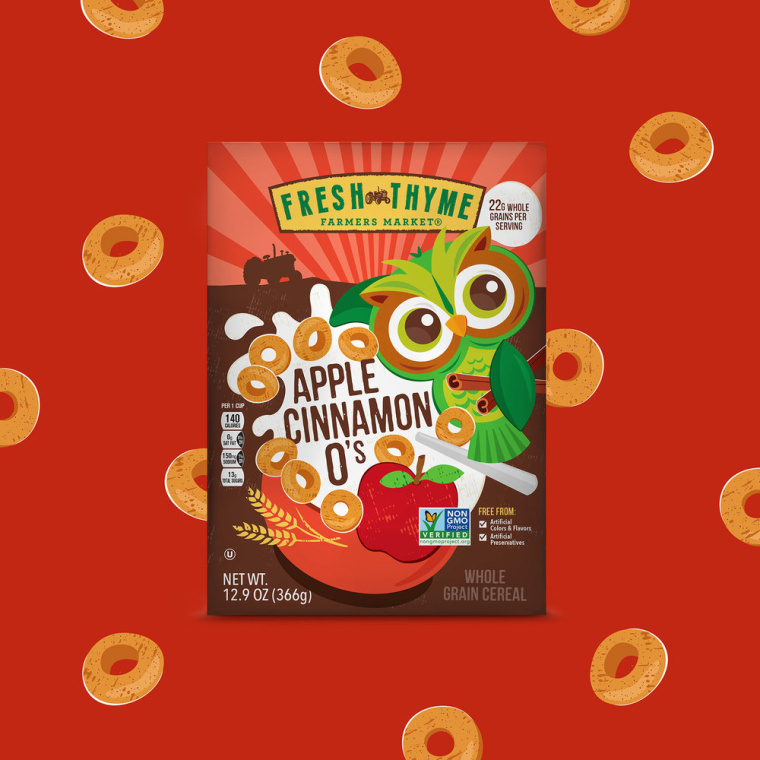 Fresh Thyme 兒童與成人谷物系列有機(jī)食品包裝設(shè)計(jì)，大膽醒目的插畫