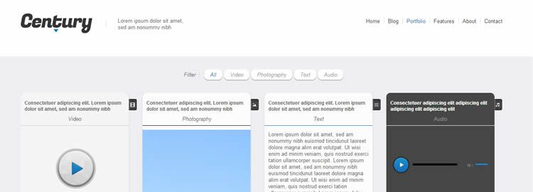 Century響應(yīng)式HTML5模板組合排序音頻播放器
