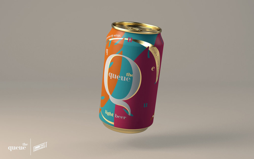 比利時啤酒包裝設計，大寫字母Q貫穿所有包裝