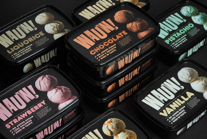 Wauw冰淇淋品牌新logo設(shè)計(jì)和包裝設(shè)計(jì)，源自第一勺的味蕾驚喜感覺