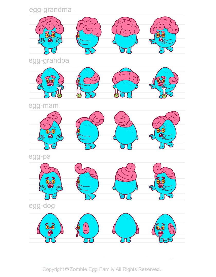 僵尸蛋家族人物設(shè)計(jì)，雞蛋3D吉祥物設(shè)計(jì)