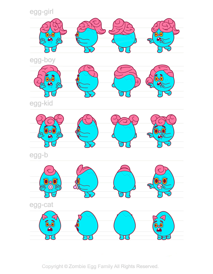 僵尸蛋家族人物設(shè)計(jì)，雞蛋3D吉祥物設(shè)計(jì)